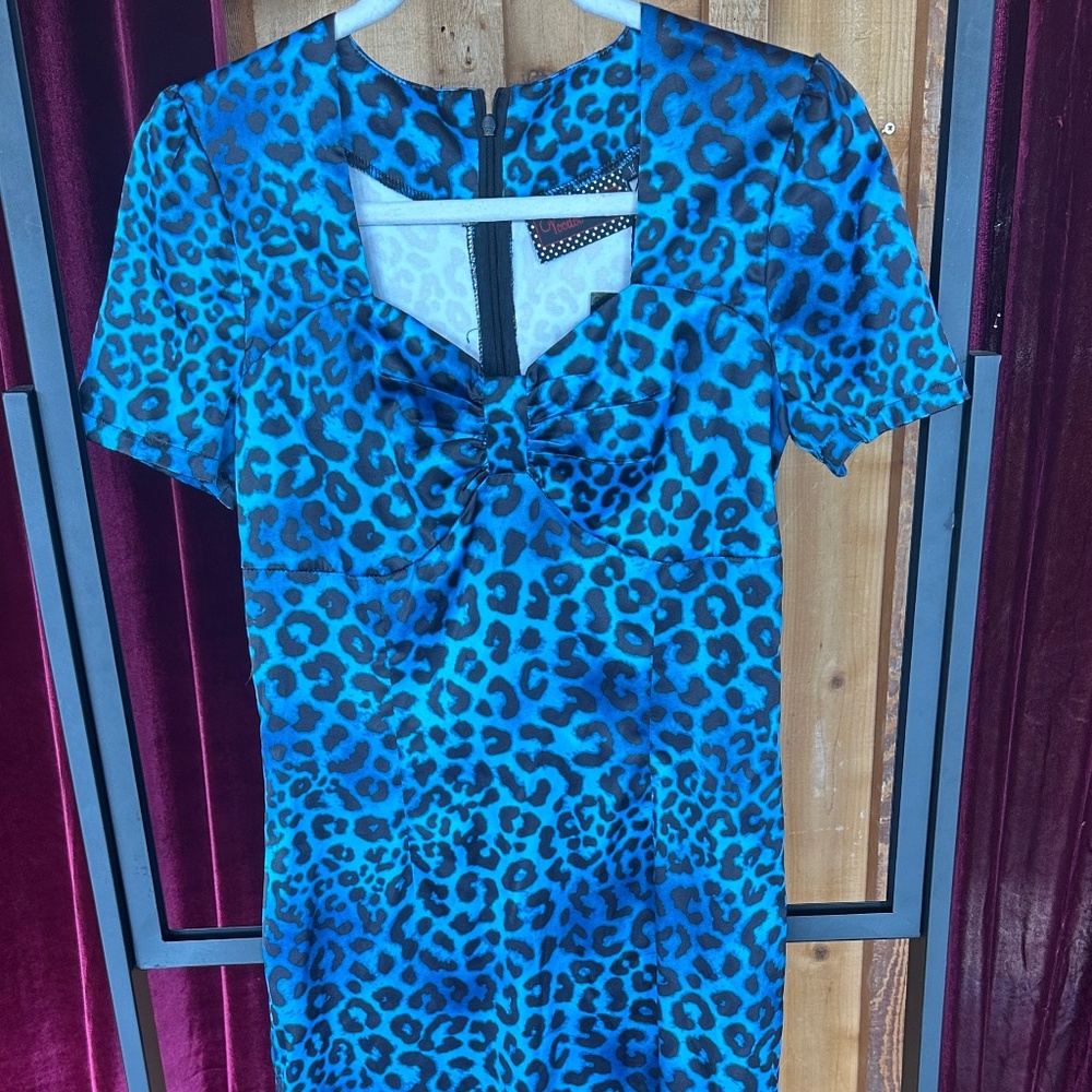 ShinyBlue Leopard Print Voodoo Vixen dress with tags